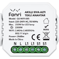 Fonri Wf3-El3-0201-09 Wıfı Kablosuz Cpo01 Akıllı Sıvaaltı Tekli Anahtar  