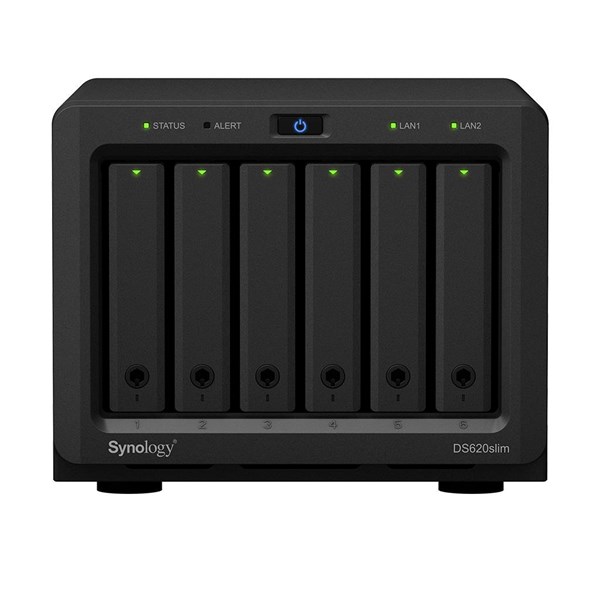 SYNOLOGY DS620 SLIM CELERON DC- 2 GB RAM- 6-diskli Nas Server (Disksiz) (Sadece 2.5 diskler için)