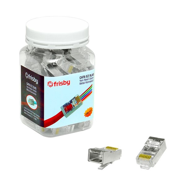 FRISBY CAT6 EZ FNW-RJ4532N RJ45 100lü paket Metal Konnektör (Yeni nesil)