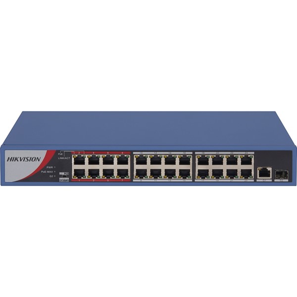 HIKVISION 24port 230w FULL PoE DS-3E0326P-E/M(B) 10/100 1X-UPLINK Yönetilemez Switch