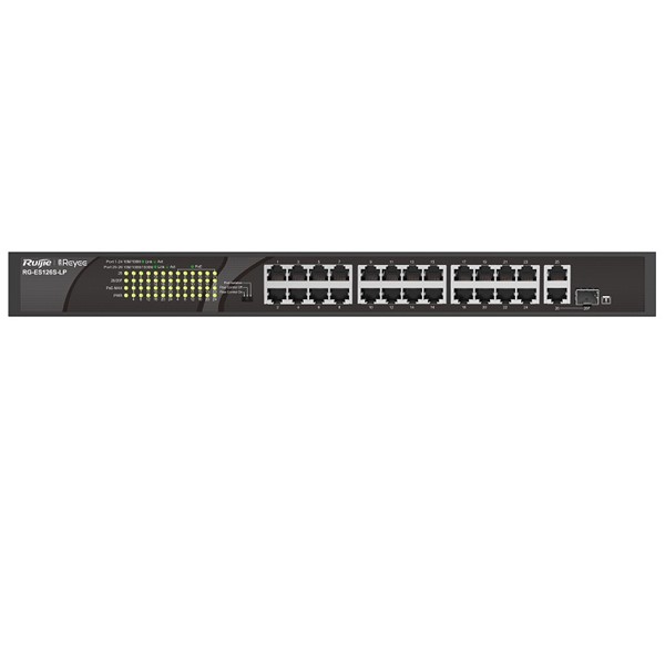 RUIJIE 24port 180w FULL PoE RG-ES126S-LP 10/100 1X-UPLINK Yönetilemez Switch RackMount