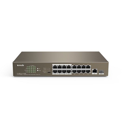 TENDA 16port 150w FULL PoE TEF1118P-16-150W 10/100 1X SFP Yönetilemez Switch