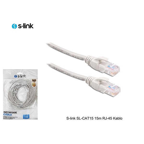 S-link SL-CAT15 15m Gri Cat5 Patch Kablo