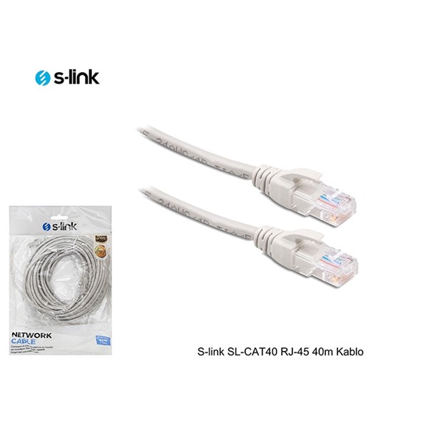 S-link SL-CAT40 RJ-45 40m Gri Cat5 Patch Kablo