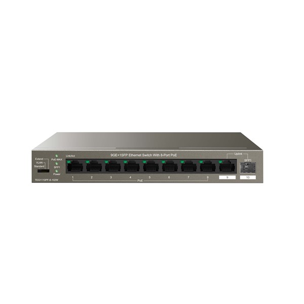 Tenda Teg1110pf-8-102W 10 Port 8 Port Poe Gigabit Switch