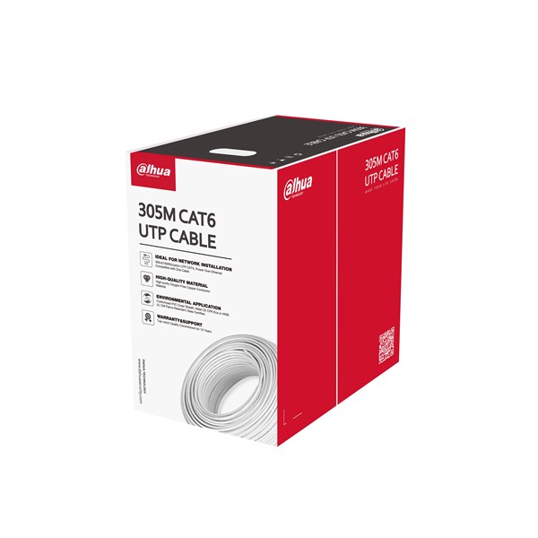 DAHUA 305metre CAT6 PFM920I-6UN-C 23AWG 0.53mm, UTP, %100 Bakır, LSZH Halogen Free Kablo, Beyaz Renk