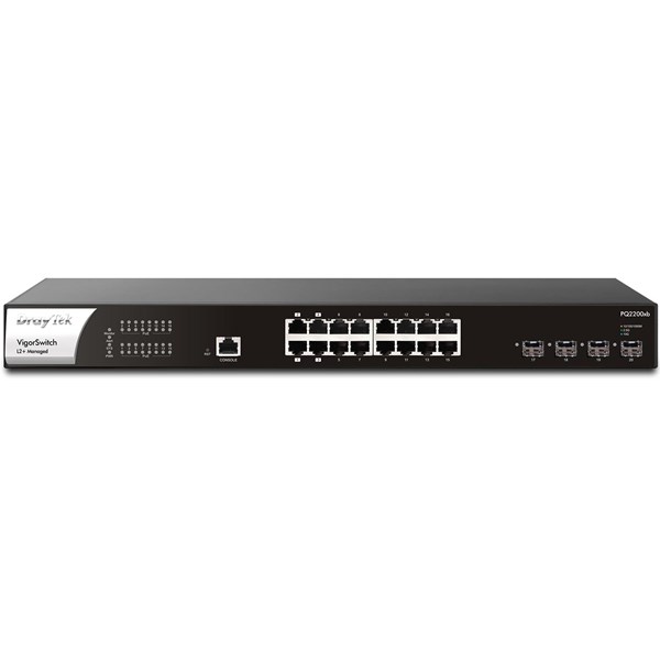 DRAYTEK 16port Vigor Switch PQ2200xb 2.5 Gigabit 4-SFP 10GbE 400W Full PoE Yönetilebilir Switch