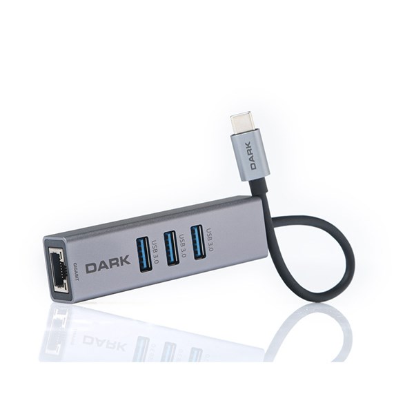 DARK DK-AC-U31X3GL Gigabit Type-C Ethernet ve 3xUSB 3.0 Hub Çoklayıcı Adaptör