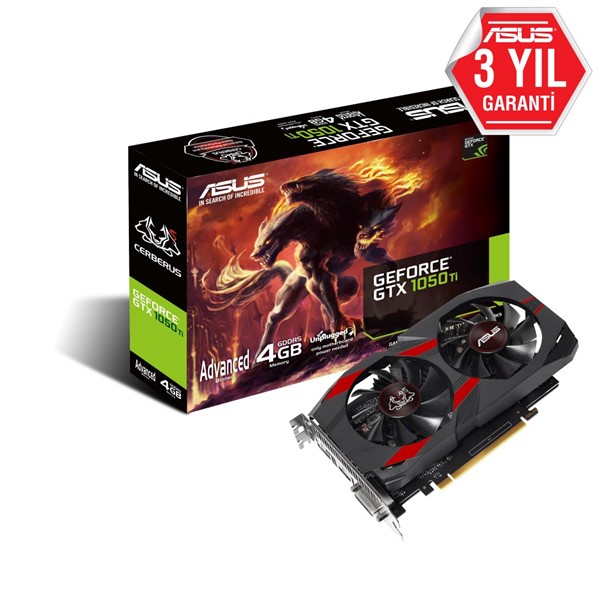 ASUS 4GB CERBERUS GTX1050Ti-A4G GDDR5 128bit HDMI DVI DP PCIe 16X v3.0