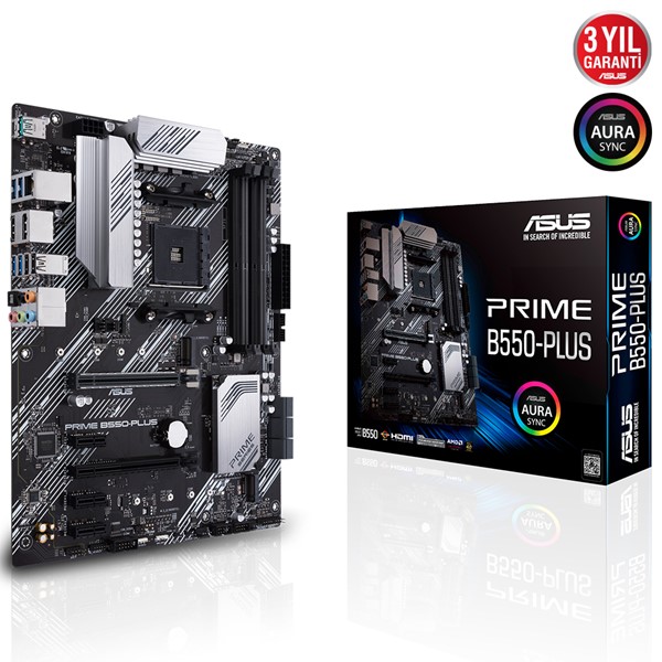 ASUS PRIME B550-PLUS DDR4 M2 PCIe NVME HDMI DVI DP PCIe 16X v4.0 AM4 mATX