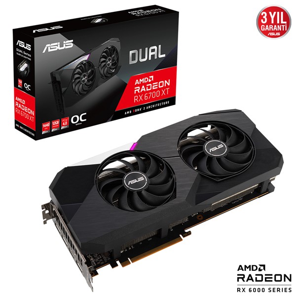 ASUS 12GB DUAL RX6700XT-O12G GDDR6 256bit HDMI DP PCIe 16X v4.0