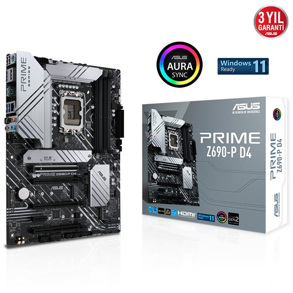 ASUS PRIME Z690-P D4 DDR4 M2 PCIe NVME HDMI DP PCIe 16X v5.0 1700p ATX