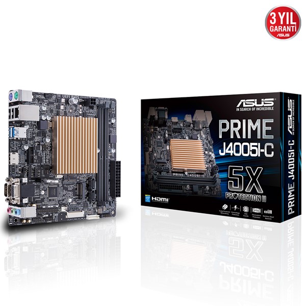 ASUS PRIME J4005I-C DDR4 M2 PCIe NVME HDMI mITX Dahili İşlemci