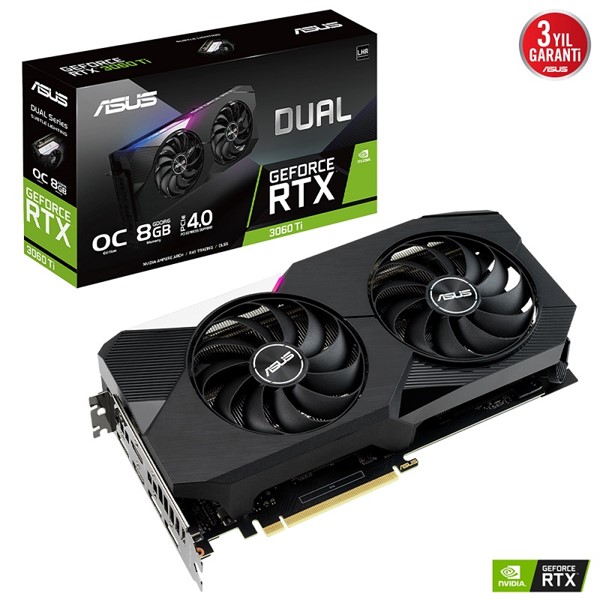 ASUS RTX3060TI 8GB DUAL RTX3060TI-O8G-V2 GDDR6 256bit HDMI DP PCIe 16X v4.0