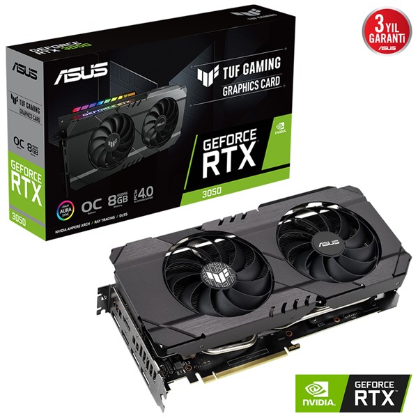 ASUS RTX3050 8GB TUF RTX3050-O8G GAMING GDDR6 128bit HDMI DP PCIe 16X v4.0