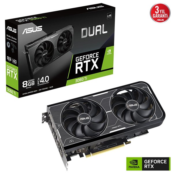 ASUS RTX3060TI 8GB DUAL RTX3060TI-O8GD6X GDDR6X 256 Bit HDMI DP PCIe 16X v4.0