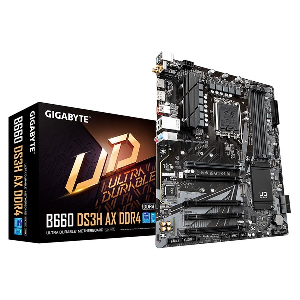 GIGABYTE B660 DS3H AX WIFI-6E DDR4 HDMI DP PCIe 16X v4.0 1700p ATX