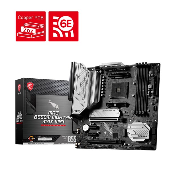 MSI MAG B550M MORTAR MAX WIFI DDR4 HDMI DP,mDP PCIe 16X v4.0 AM4 mATX