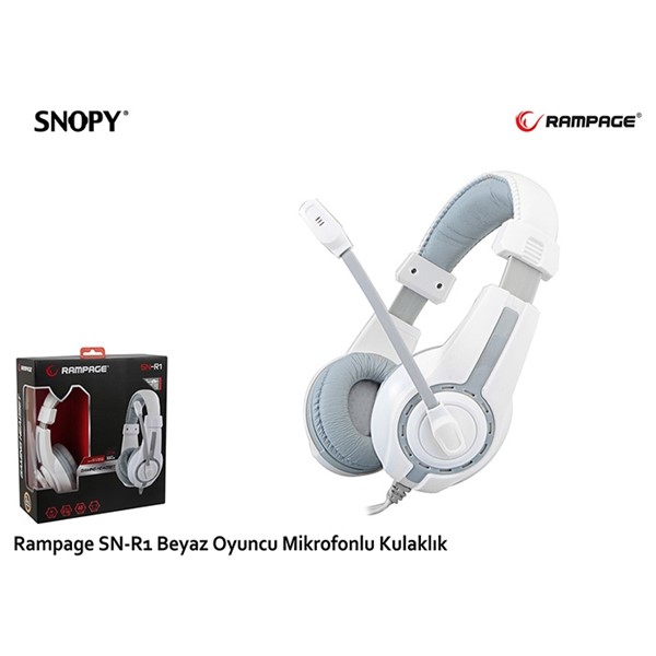 RAMPAGE SN-R1 Stereo 3.5mm Jack Beyaz-Gri Gaming Mikrofonlu Kulaklık