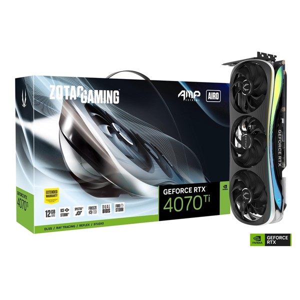 ZOTAC RTX4070Ti 12GB AMP Extreme AIRO ZT-D40710B-10P GDDR6X 192bit HDMI DP PCIe 16X v4.0