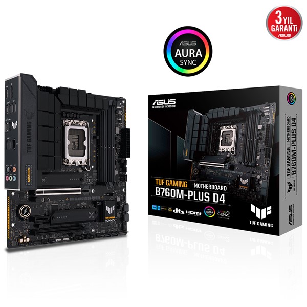 ASUS TUF B760M-PLUS GAMING D4 DDR4 HDMI-DP PCIE 4.0 1700p mATX