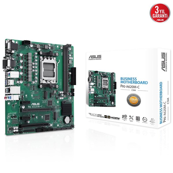 ASUS PRO A620M-C-CSM DDR5  HDMI-DP-DVI PCIE 4.0 AM5 KURUMSAL ANAKART