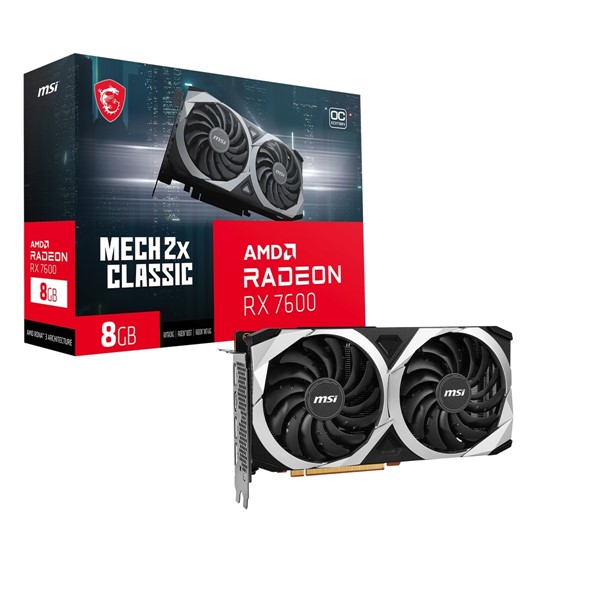 MSI 8GB RX7600 MECH 2X CLASSIC 8G OC GDDR6 128bit PCIE 4.0