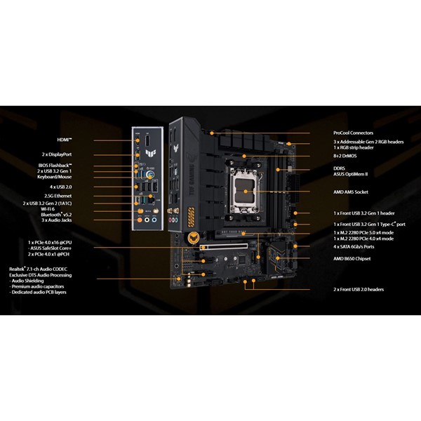 ASUS TUF GAMING B650M-E GAMING WIFI-6E DDR5 HDMI-DP PCIE 4.0 AM5 MATX