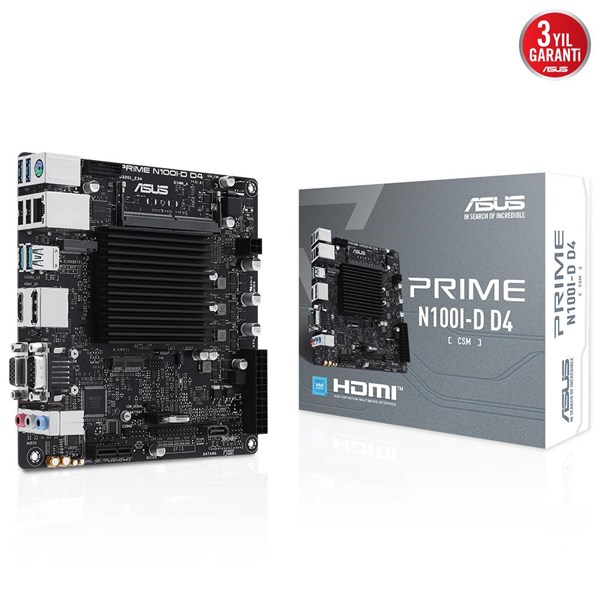 ASUS PRIME N100I-D D4-CSM WIFI DDR4-Intel N100 Tümleşik İşlemcili Kurumsal Anakart