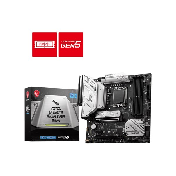 MSI MAG B760M MORTAR WIFI-6E DDR5 HDMI DP PCIe 16X v5.0 1700p mATX	