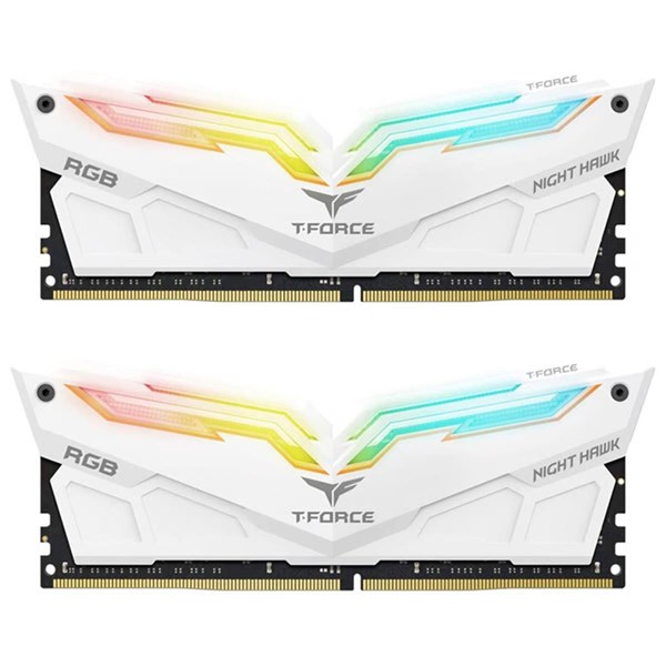 TEAM 16GB (2X 8GB) DDR4 3200MHZ CL16 DUAL KIT RGB PC RAM T-FORCE NIGHT HAWK WHITE TF15D416G3200HC16CDC01