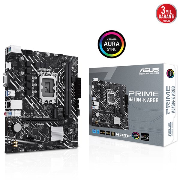 ASUS PRIME H610M-K ARGB DDR5 HDMI PCIE 3.0 1700P MATX