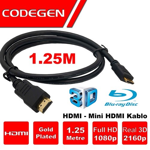 CODEGEN CPS18 1.3metre mHDMI-HDMI Görüntü Kablosu 3D Gold 1.4v 2K