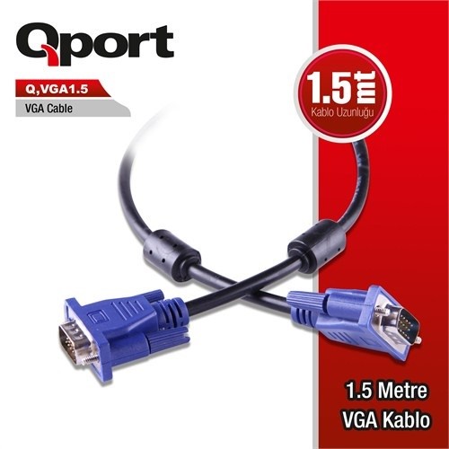 QPORT Q-VGA1.5 1.5metre VGA Görüntü Kablosu