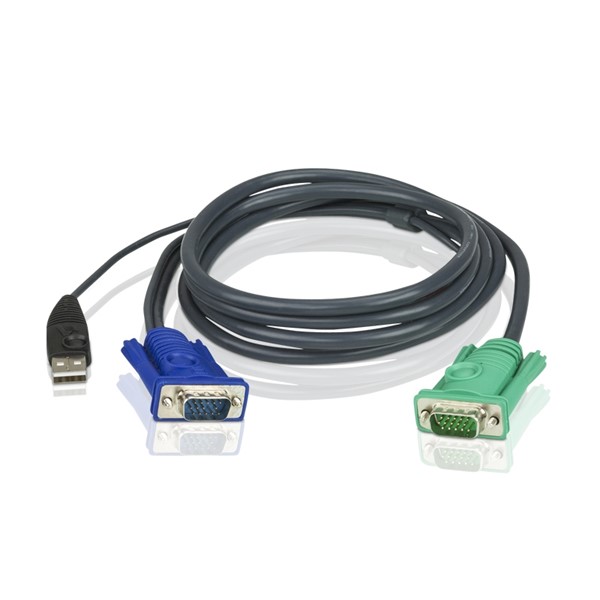 Aten 2L-5202U 1.8M Vga Usb Kvm Kablo 3 In 1 Sphd (Klavye/Mouse/Vıdeo)