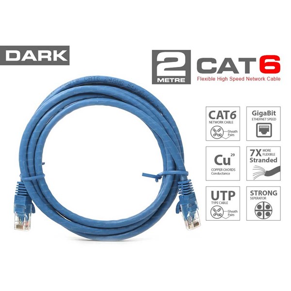 Dark Dk-Cb-Nt6u200bu 2Mt Utp Cat6 Patch Kablo Mavi Awg24/7