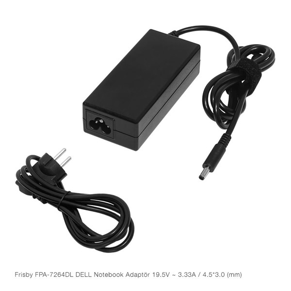 FRISBY FPA-7264DL 19.5V 3.33A (4.5x3.0 İğne Uç) Dell Notebook Adaptörü