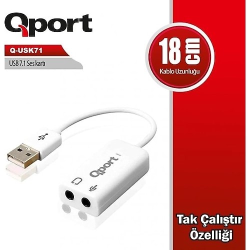 Qport Q-Usk71 Usb To Soundcard 7.1 Usb Ses Kartı