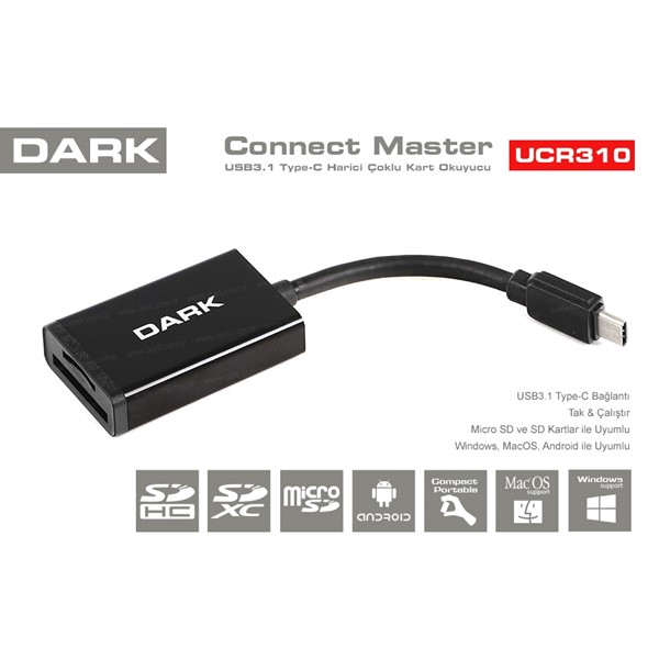 Dark Dk-Ac-Ucr310 Usb 3.1 Type-C Çoklu Kart Okuyucu