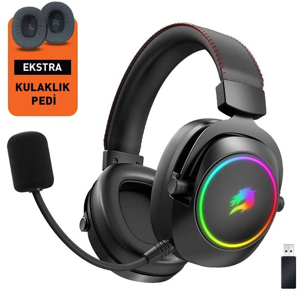 GAMEBOOSTER WBH44 RGB Kablosuz 2.4G+BT Siyah Oyuncu Kulaklığı