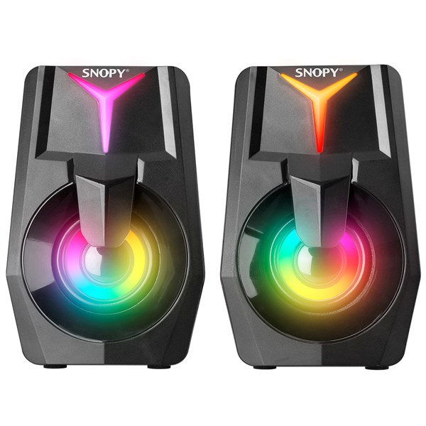 Snopy SN-X22 STYLE 2.0 Multimedia Led Işıklı 3W*2 Siyah USB Gaming Speaker Hoparlör