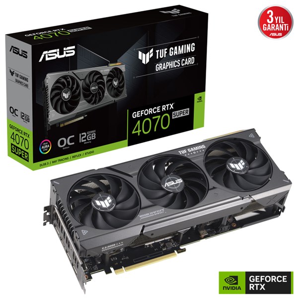 ASUS 12GB TUF RTX4070S-O12G GAMING RGB GDDR6X 192bit HDMI-DP PCIE 4.0 