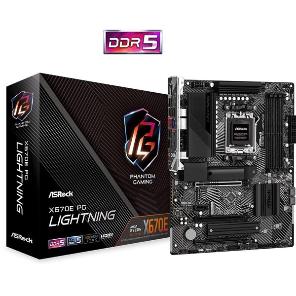 ASROCK X670e PG LIGHTNING DDR5 HDMI-DP PCIE 5.0 AM5 ATX