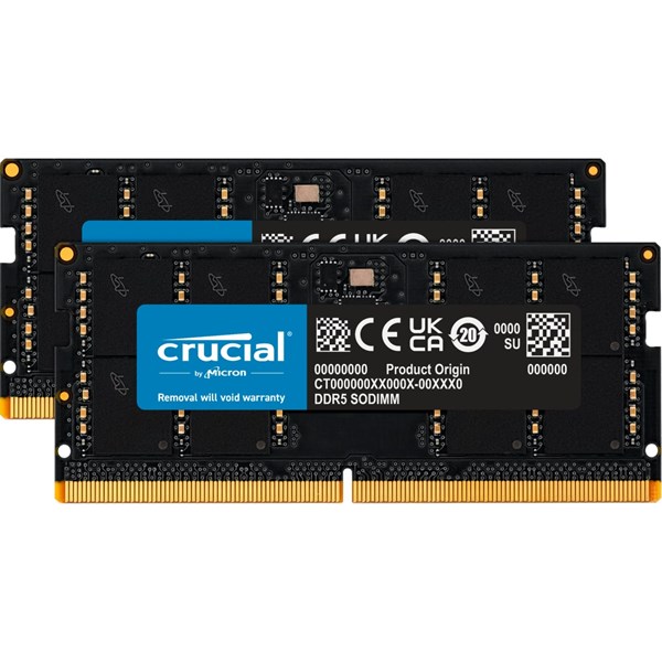 CRUCIAL 32GB (2X 16GB) DDR5 4800MHZ CL40 NOTEBOOK RAM VALUE CT2K16G48C40S5