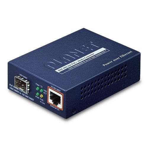 PLANET PL-GTP-805A 100/1000BASE-X to 10/100/1000BASE-T PoE+ Media Converter