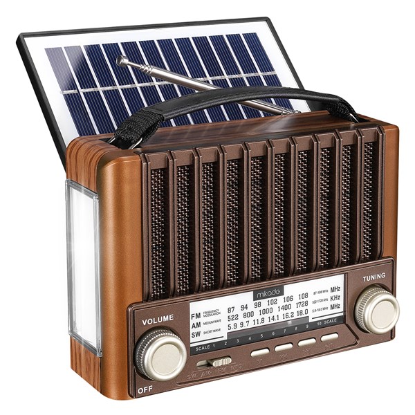 Mikado MDR-310 Ahşap USB- TF Destekli FM/AM/SW+BT+SOLAR 3 Band Klasik Radyo