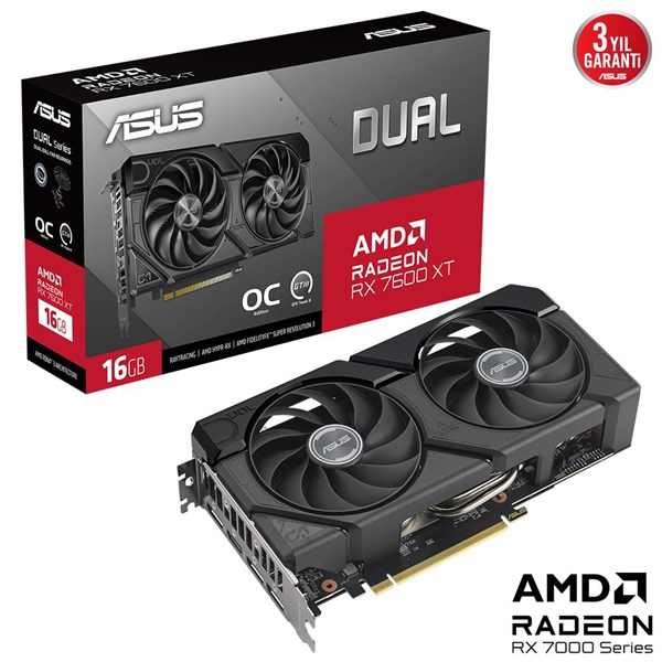 ASUS 16GB DUAL RX7600XT-O16G GDDR6 128bit HDMI-DP PCIE 4.0