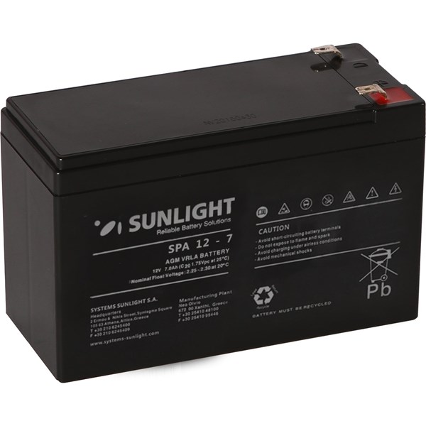 SUNLIGHT 12v 7amper SPA 12-9 Kuru Tip Akü Avrupa Üretim