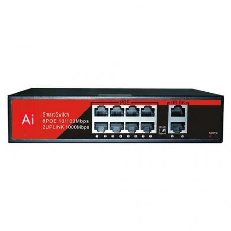 EZCOOL 8port EZ-08PSF 10/100 2-UPLINK 120W FULL POE SWITCH