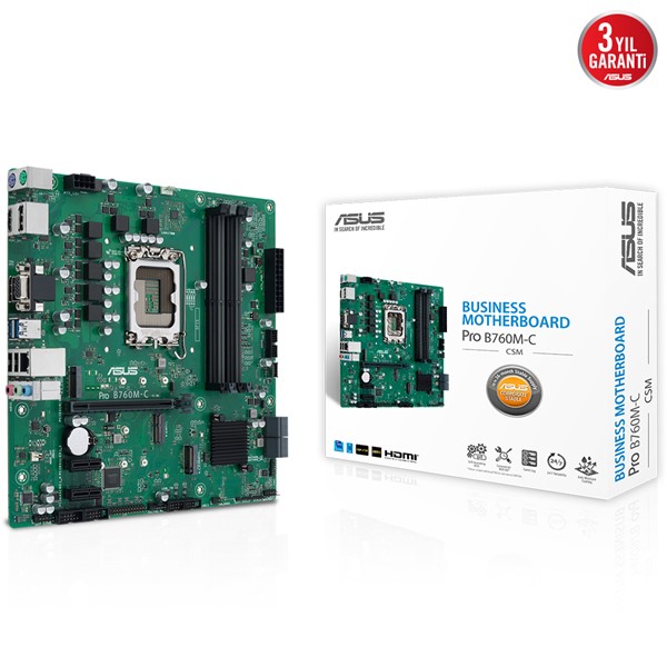 ASUS PRO B760M-C-CSM DDR5 HDMI-DP PCIE 4.0 1700P MATX KURUMSAL ANAKART